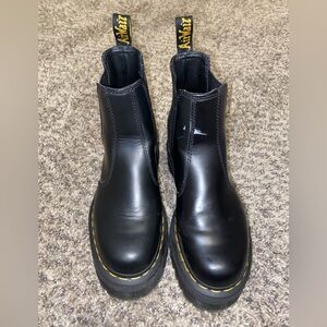 Dr. Martens Black Ankle Boots with Yellow Stitching